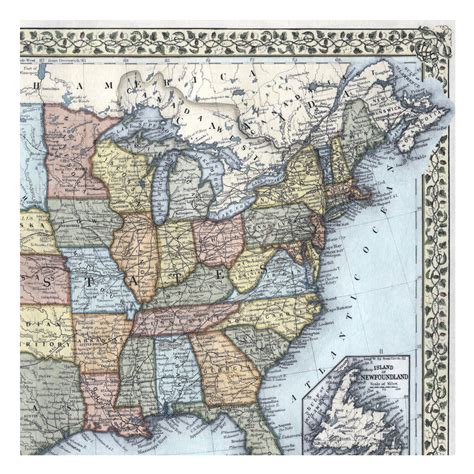 Hand Painted Map of the USA, 1867. Vintage United States Map, Antique ...