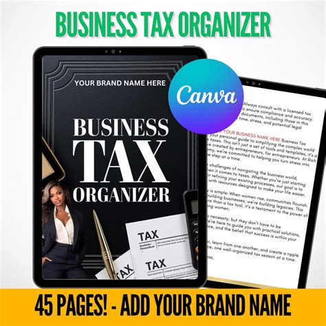 Business Tax Organizer: 45-page Deduction Tracker (editable Canva ...