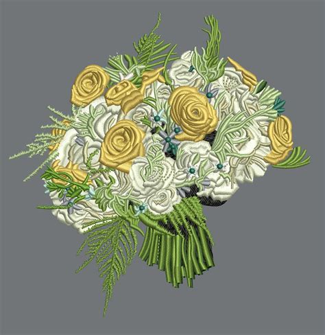 Yellow Bouquet Embroidery Design by Quality Designx | Get Now