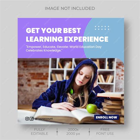 Premium PSD | Education social media template