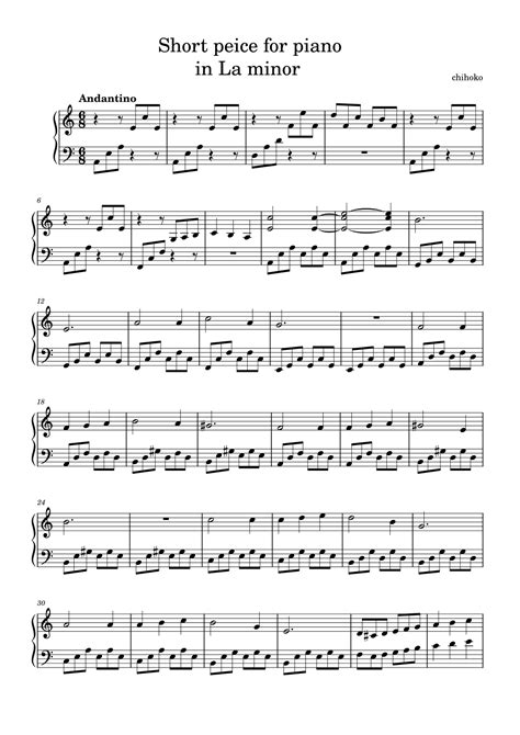 Short piano piece for beginners by chihoko Sheet Music for Easy Piano ...