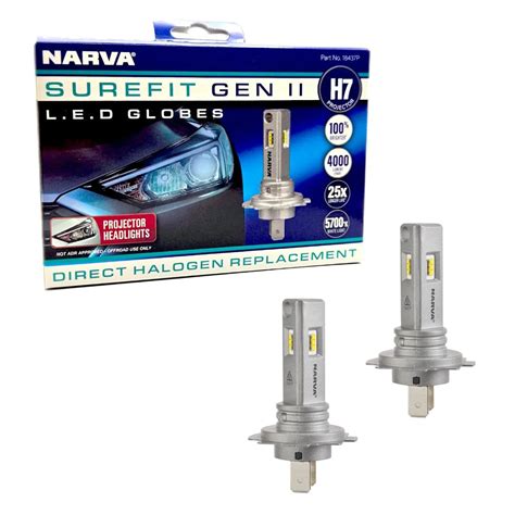 Narva H7 LED Globes Projector Headlight Type Surefit GEN II 12V / 24V Pair
