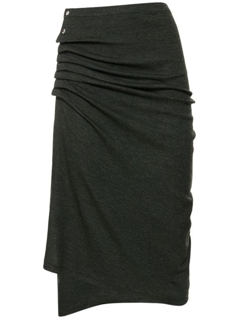 Draped cotton blend jersey midi skirt - Rabanne - Women | Luisaviaroma