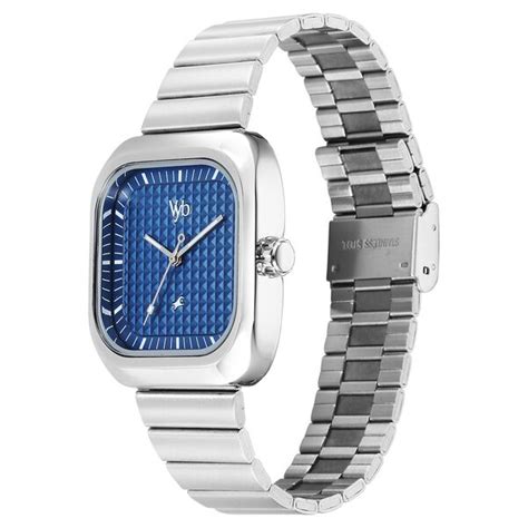 Buy Online Fastrack Vyb Maverick Quartz Analog Blue Dial Silver Metal ...