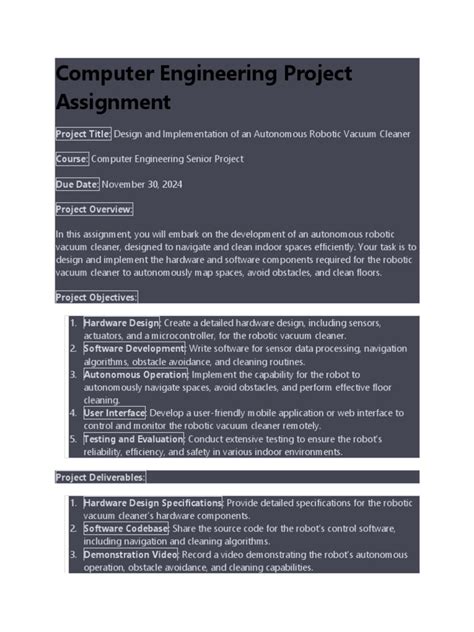 Computer Engineering Project Assignment | PDF | Robotics | Software