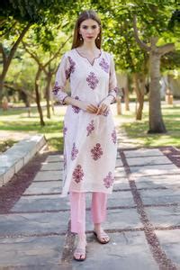 Buy Pink Cotton Embroidered Floral Notched Straight Kurta And Pant Set ...