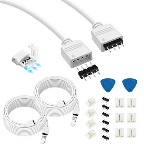 Buy 2 Pack 5M 16.4ft 4 Pin RGB LED Strip Extension Cable, LED Strip ...