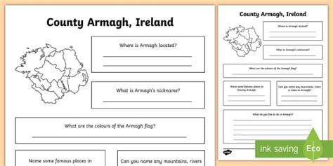 County Armagh Worksheet (teacher made) - Twinkl