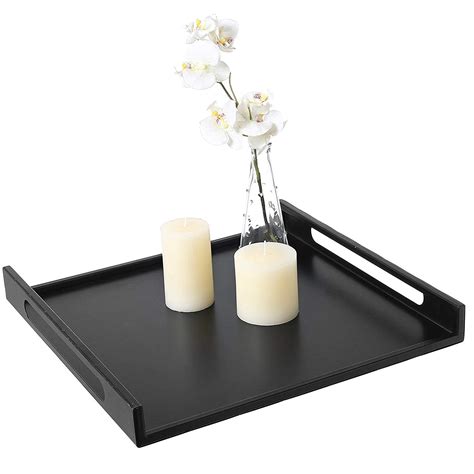 INDIAN DECOR 50071 Large Modern Square Matte Black Metal Serving Tray ...