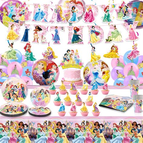 Princess Birthday Party Decorations, Princess Party Supplies Includes ...