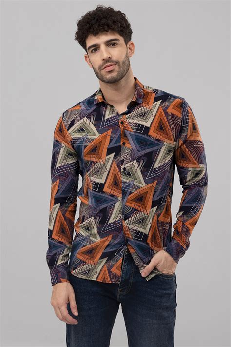 Buy Men's Edgy Angle Orange Shirt Online | SNITCH