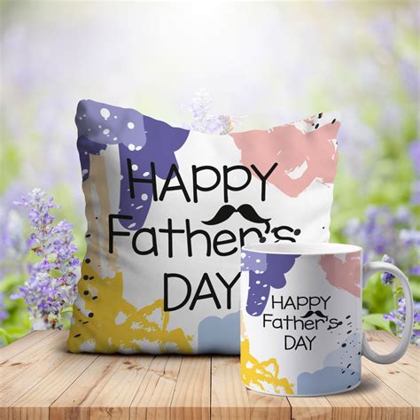 Buy Printed Mustache Happy Father’s Day Cushion Mug Combo– crazy corner ...