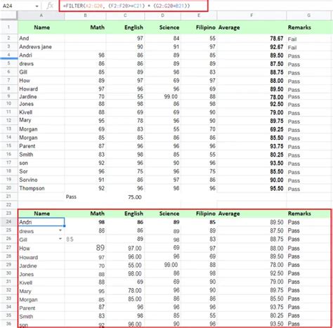Image result for Filter Function Excel 2 Separate Columns