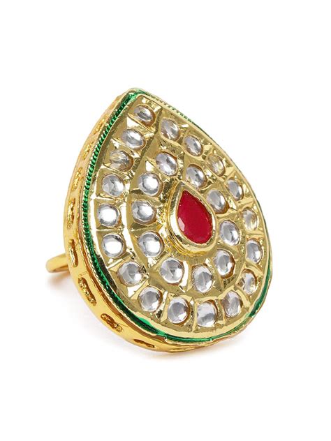 ZAVERI PEARLS Gold Tone Traditional Kundan Tilak Shape Adjustable ...