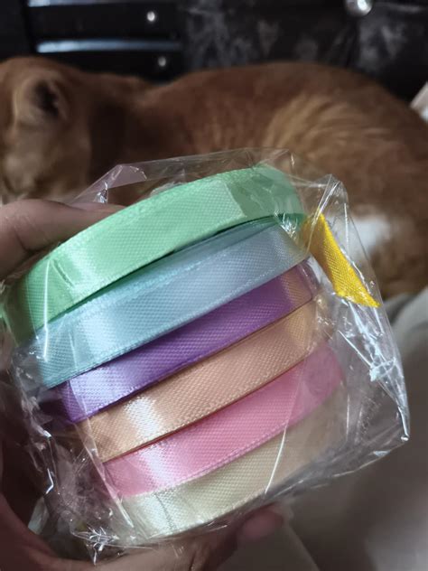 CoolShef Satin Ribbon Roll Set – 6 Rolls Pastel Rainbow Gift Wrapping ...
