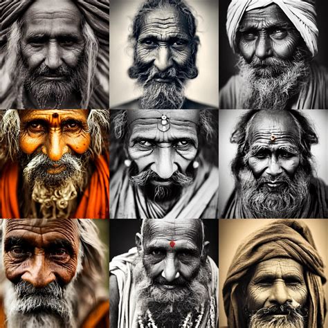 a close up face photography of an old Indian sadhu | Stable Diffusion