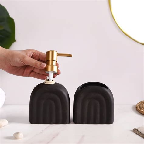 Chic Arches Ceramic Bath Set Of 2 Matte Black Online - Premium Bath Set ...