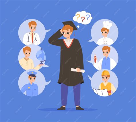 Premium Vector | Choose profession young school graduate choosing future work cartoon boy ...