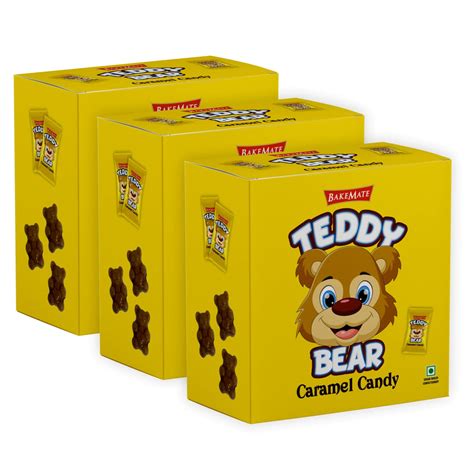BAKEMATE Teddy Bear Caramel Candy Pack of 3 | Caramel Candy Pack | Bear ...