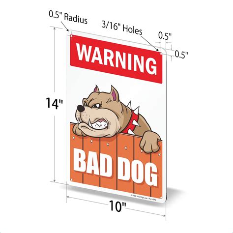 Buy SmartSign 10 x 14 inch “Warning - Bad Dog” Metal Sign, 40 mil ...