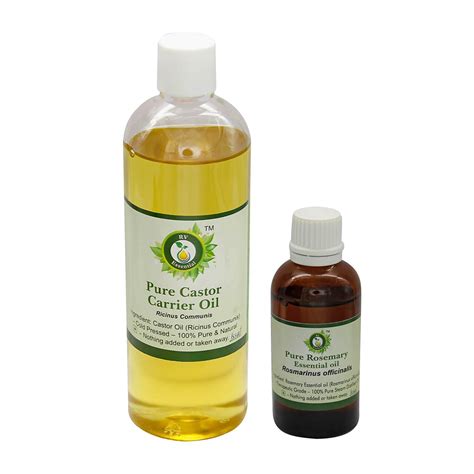 Buy R V Essential Castor Carrier Oil (100ml) and Rosemary Essential Oil ...