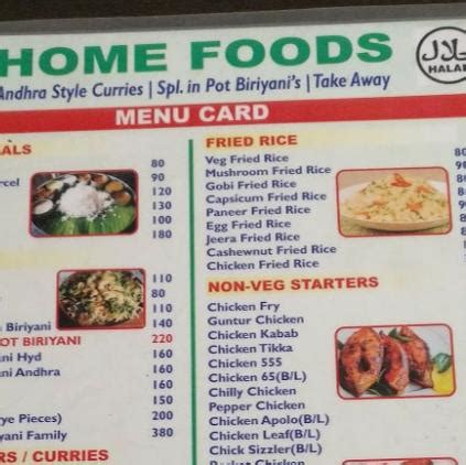 Menu at Home foods, Bengaluru, 78/5