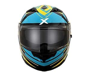 Axor Stealth Crazy Full Face Helmet (Black/Blue, M) : Amazon.in: Car ...