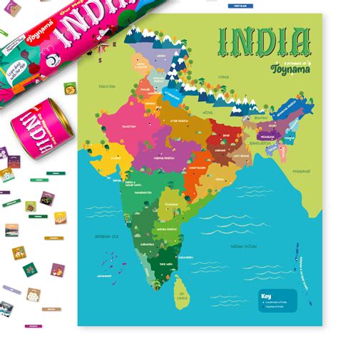 Toynama Interactive Magnetic India Map with 144 Thumbnails, Educationa