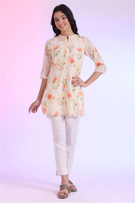 Buy Yellow Printed Straight Kurti Online for Woman | Shop for Aurelia