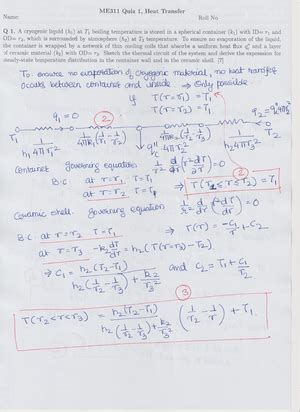 Quiz2 - ME 311: Heat Transfer Tutorial 2: September 7th, 2021 Roll No ...
