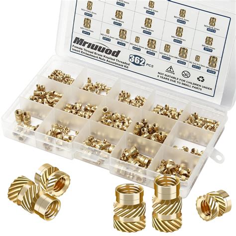 Mriuuod 362Pcs Nut Inserts, M2 M3 M4 M5 M6 Threaded Inserts for Plastic ...