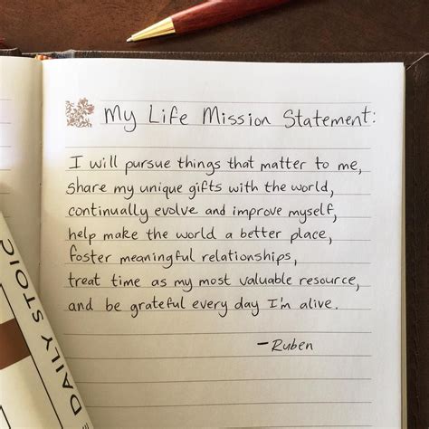 Sample Personal Mission Statement