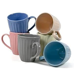 TELVER Ceramic Multicolour Glossy Shiny Coffee Mug Set of 6 Multicolor ...