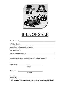 Junk Bill Sale Vehicle - Fill Online, Printable, Fillable, Blank ...