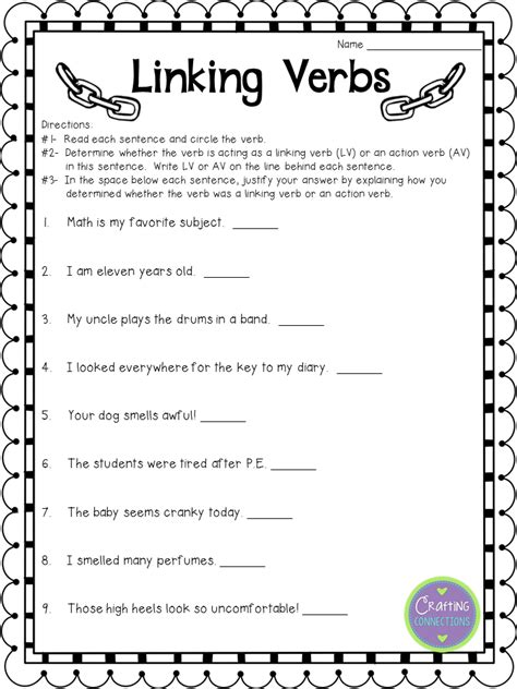 Crafting Connections: Linking Verbs Anchor Chart for Anchors Away Monday