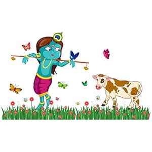 HAPPYSTICKY Little Krishnar Multi Extra Large PVC Vinyl Wallsticker for ...