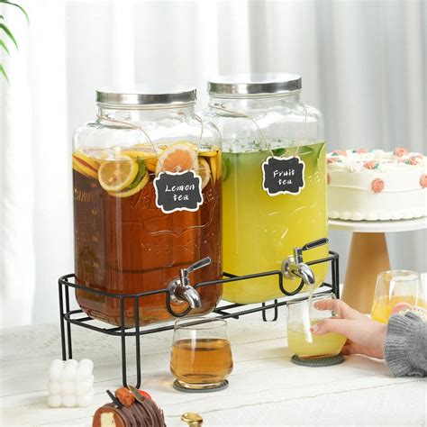 2 Gallon Beverage Dispenser With Spout,1/2pcs Glass Drinks Dispenser ...