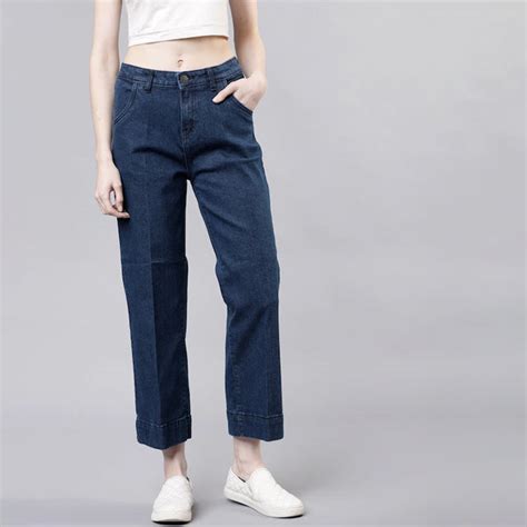 Seasonalstyle | Women Navy Blue Bootcut Mid-Rise Clean Look Stretchable ...