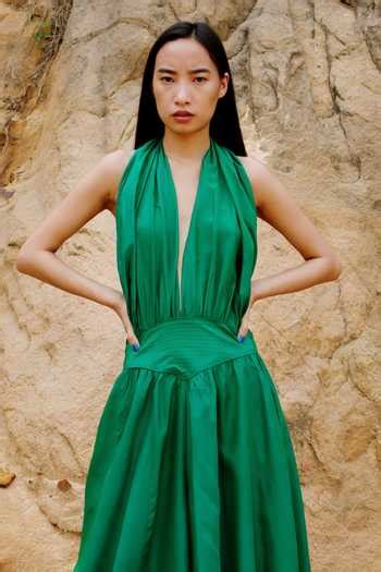 Buy Emerald Green Silk Halter Neck Jumpsuit For Women by ituvana Online ...