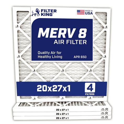 Filter King 20x27x1 Air Filter | 4-PACK | MERV 8 HVAC Pleated A/C ...