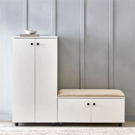 Buy Helios Madison 26 Pairs Shoe Cabinet with Cushion Seat - White from ...