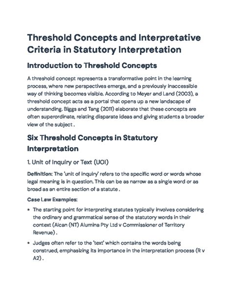 Key Insights on Threshold Concepts in Statutory Interpretation - Studocu