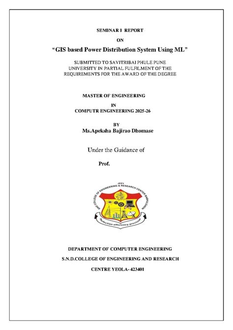 Final Report on GIS & ML for Power Distribution System (M.E. CE) - Studocu