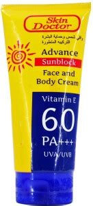 SKIN DOCTOR Face & Body Cream, Advance Sunblock, 60 PA+++ Vitamin E ...