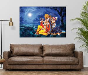 Masstone Lord Radhe Krishna Playing Flute Religious Luxurious UV Emboss ...