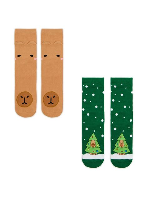 2 pack świątecznych skarpet z kapibarą - CROPP - 749AU-MLC