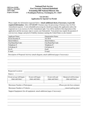 Fillable Online National Park Service Special Use Permit Application ...