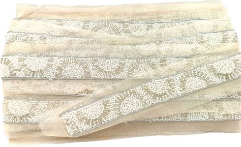 Lace styles Designer white Color moti working Lace for Saree Border ...