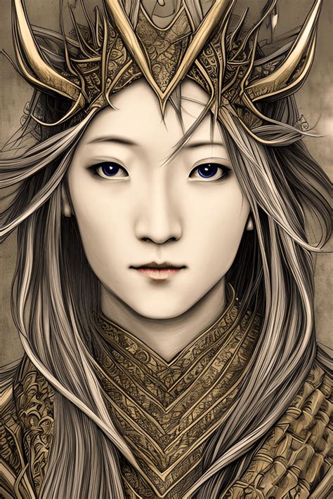 Japan Elven Clan-illustratie, hyperrealistisch met ingewikkelde details ...