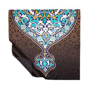 Green Tomb Satin Silk Scarf Model 04 | İpekevi